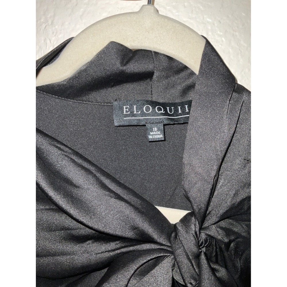 Bundle 2pcs Eloquii Black Satin Bow Blouse 16 & Lena Gabrielle Burgundy Pant 14 - Picture 3 of 8